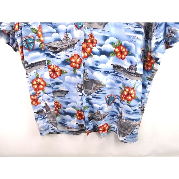 Vintage 90s Kalaheo Hawaiian Shirt Men's 3XL Pearl Harbor WWII Navy Made in USA - Picture 3 of 9